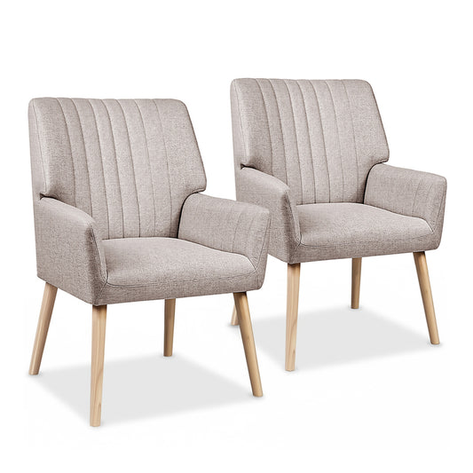 Set of 2 Sebastini Armchairs Faux Fabric - Beige