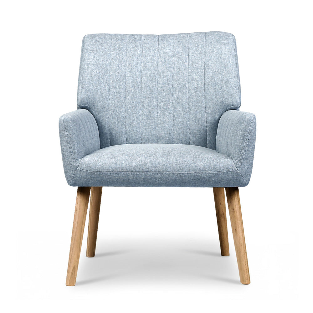 Set of 2 Sebastini Armchair Fabric - Blue Grey