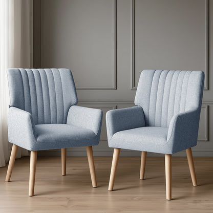 Set of 2 Sebastini Armchair Fabric - Blue Grey