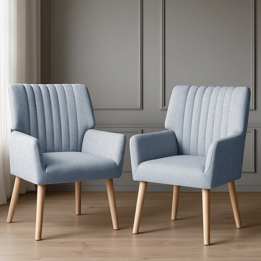 Set of 2 Sebastini Armchair Fabric - Blue Grey