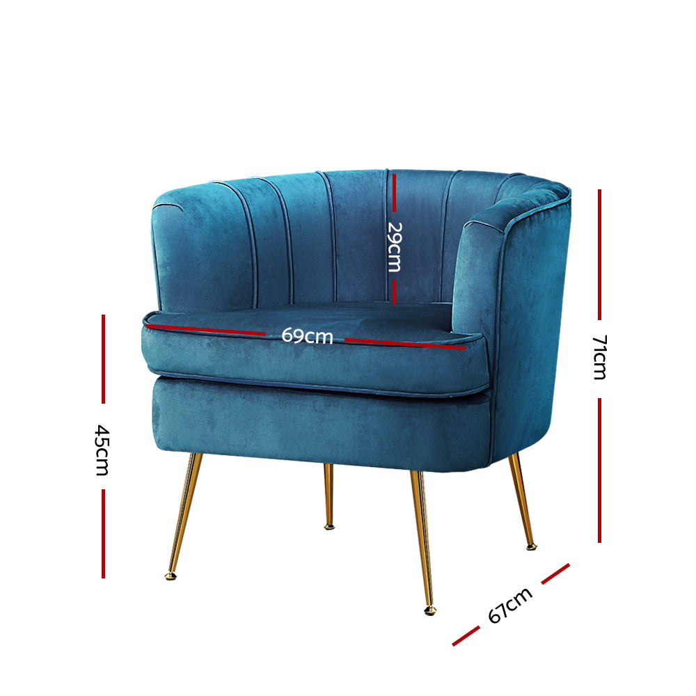 Norvia Armchair Velvet - Blue