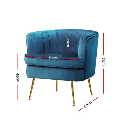 Norvia Armchair Velvet - Blue