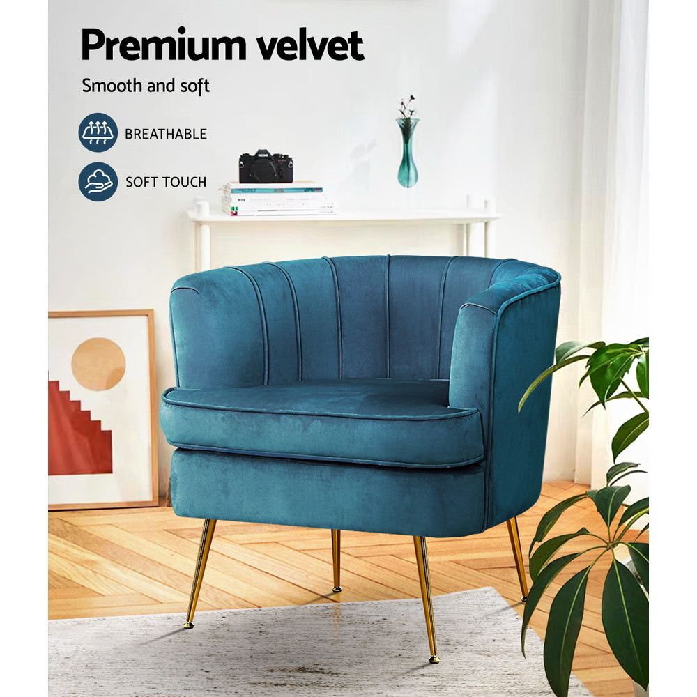 Norvia Armchair Velvet - Blue