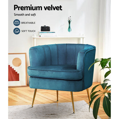 Norvia Armchair Velvet - Blue
