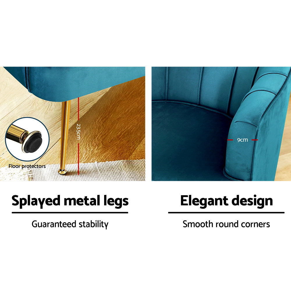 Norvia Armchair Velvet - Blue