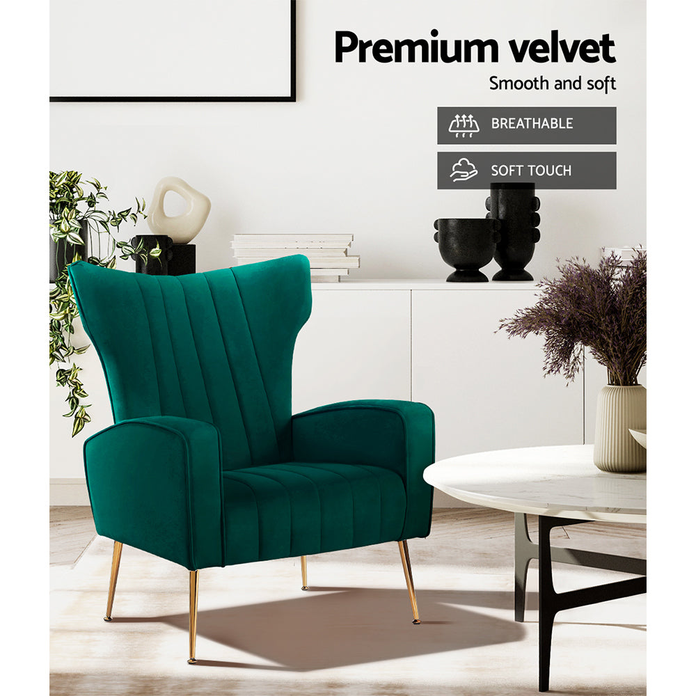 Kate Armchair - Green Velvet