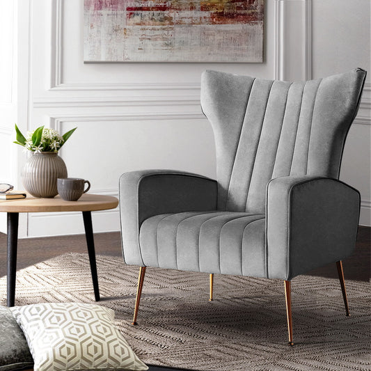 Kate Armchair - Grey Velvet