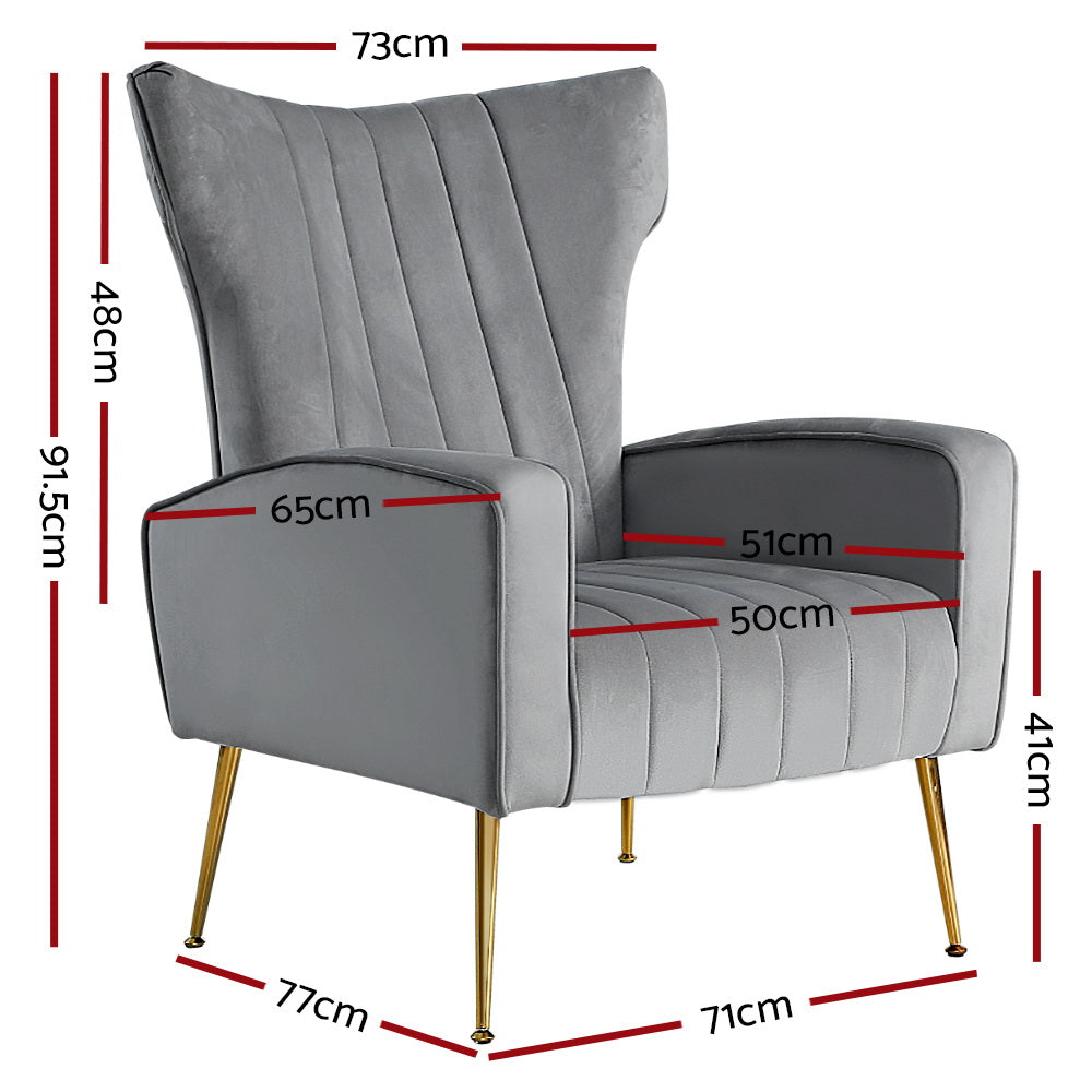 Kate Armchair - Grey Velvet