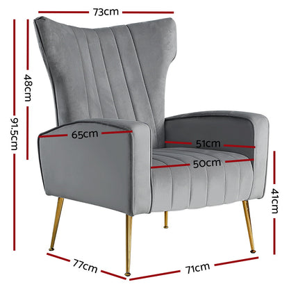 Kate Armchair - Grey Velvet