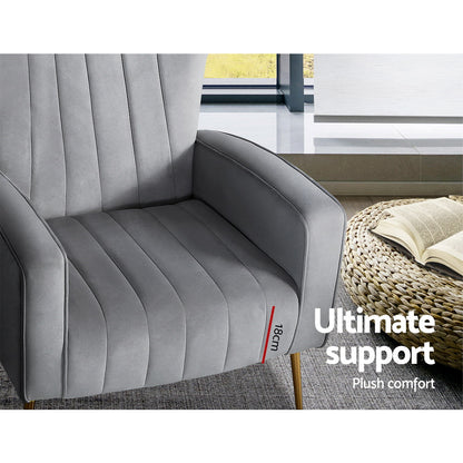 Kate Armchair - Grey Velvet
