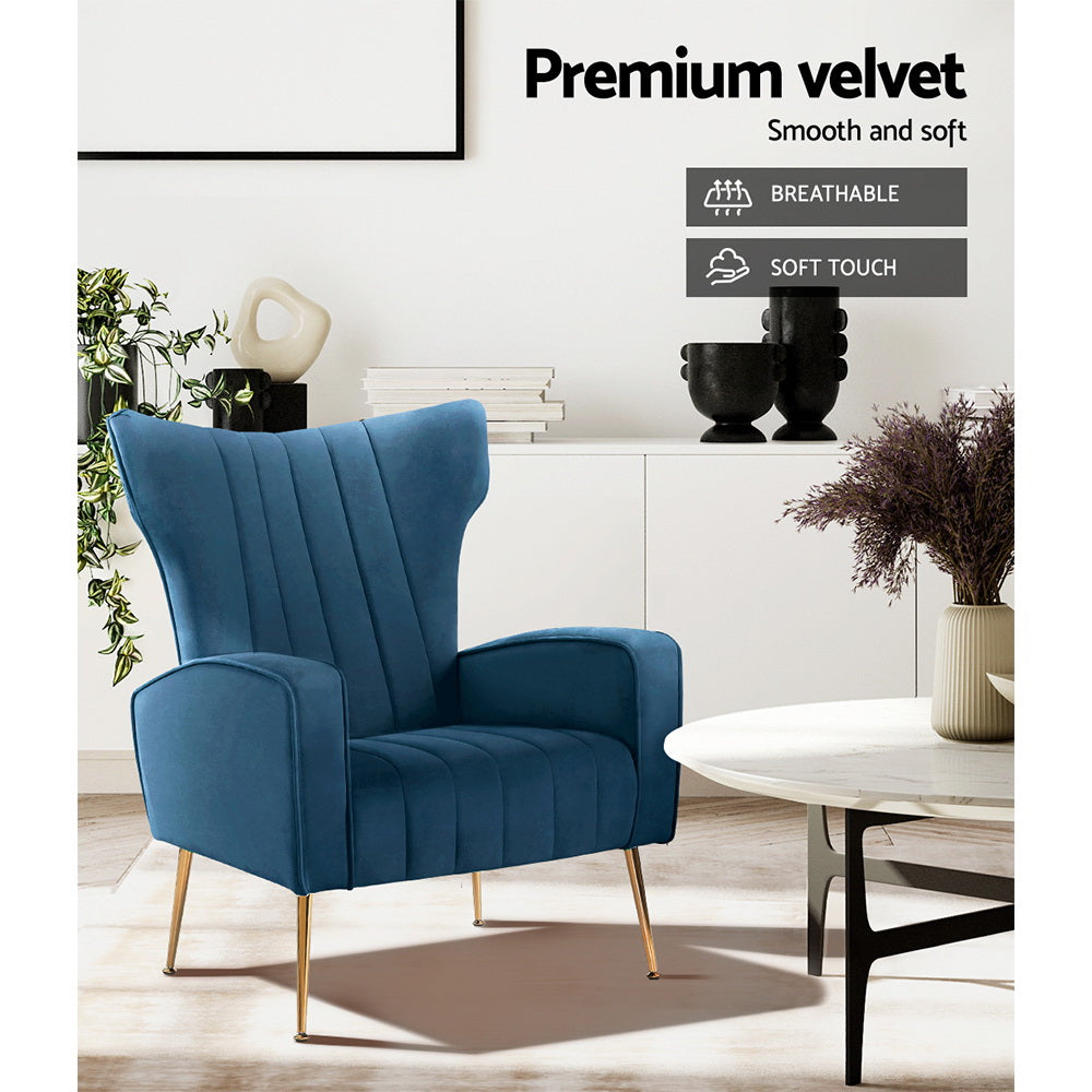 Kate Armchair - Navy Velvet