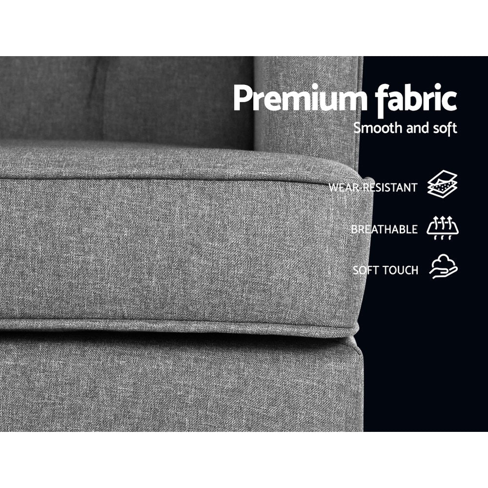 Gaia Rocking Chair Armchair Linen Fabric - Grey