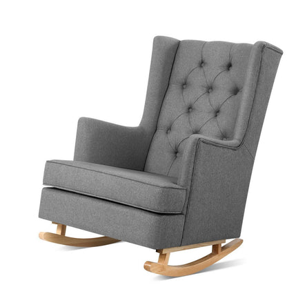 Gaia Rocking Chair Armchair Linen Fabric - Grey