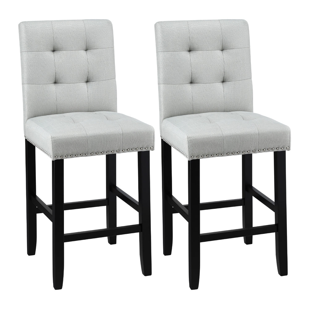Set of 2 Ada Fabric Bar Stools - Grey