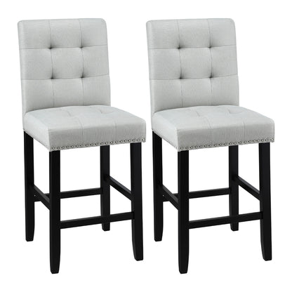 Set of 2 Ada Fabric Bar Stools - Grey