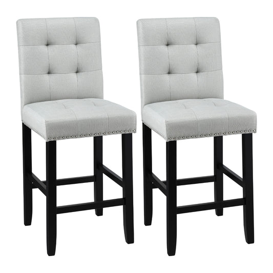 Set of 2 Ada Fabric Bar Stools - Grey