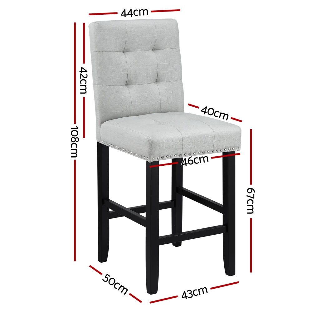 Set of 2 Ada Fabric Bar Stools - Grey