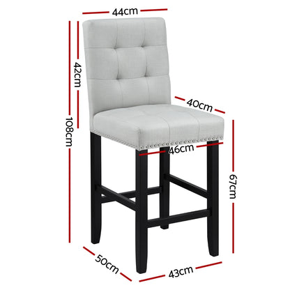 Set of 2 Ada Fabric Bar Stools - Grey