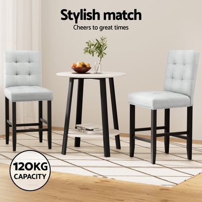 Set of 2 Ada Fabric Bar Stools - Grey