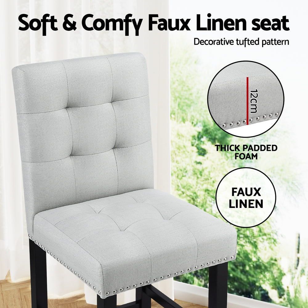 Set of 2 Ada Fabric Bar Stools - Grey