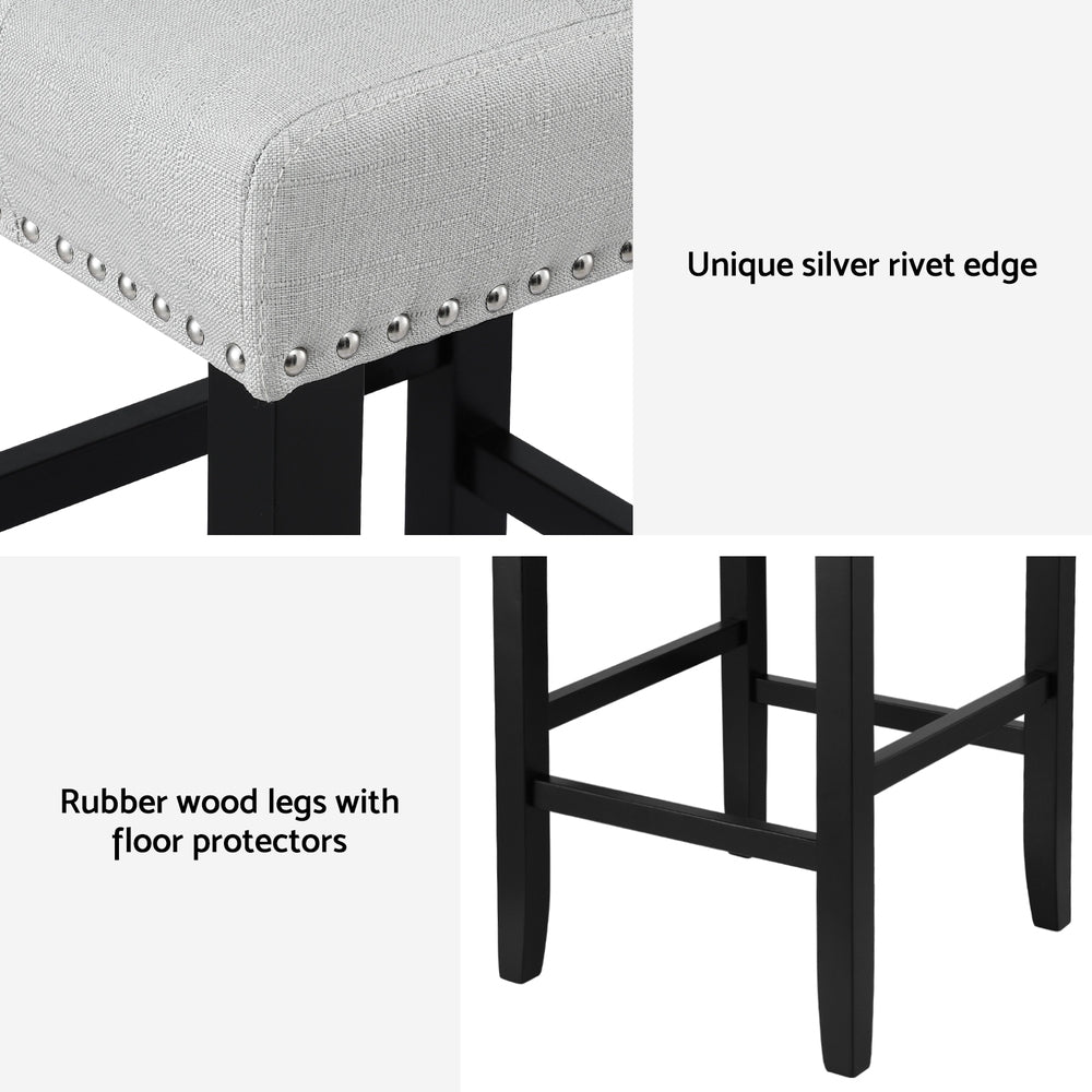 Set of 2 Ada Fabric Bar Stools - Grey