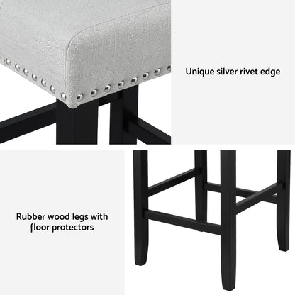 Set of 2 Ada Fabric Bar Stools - Grey