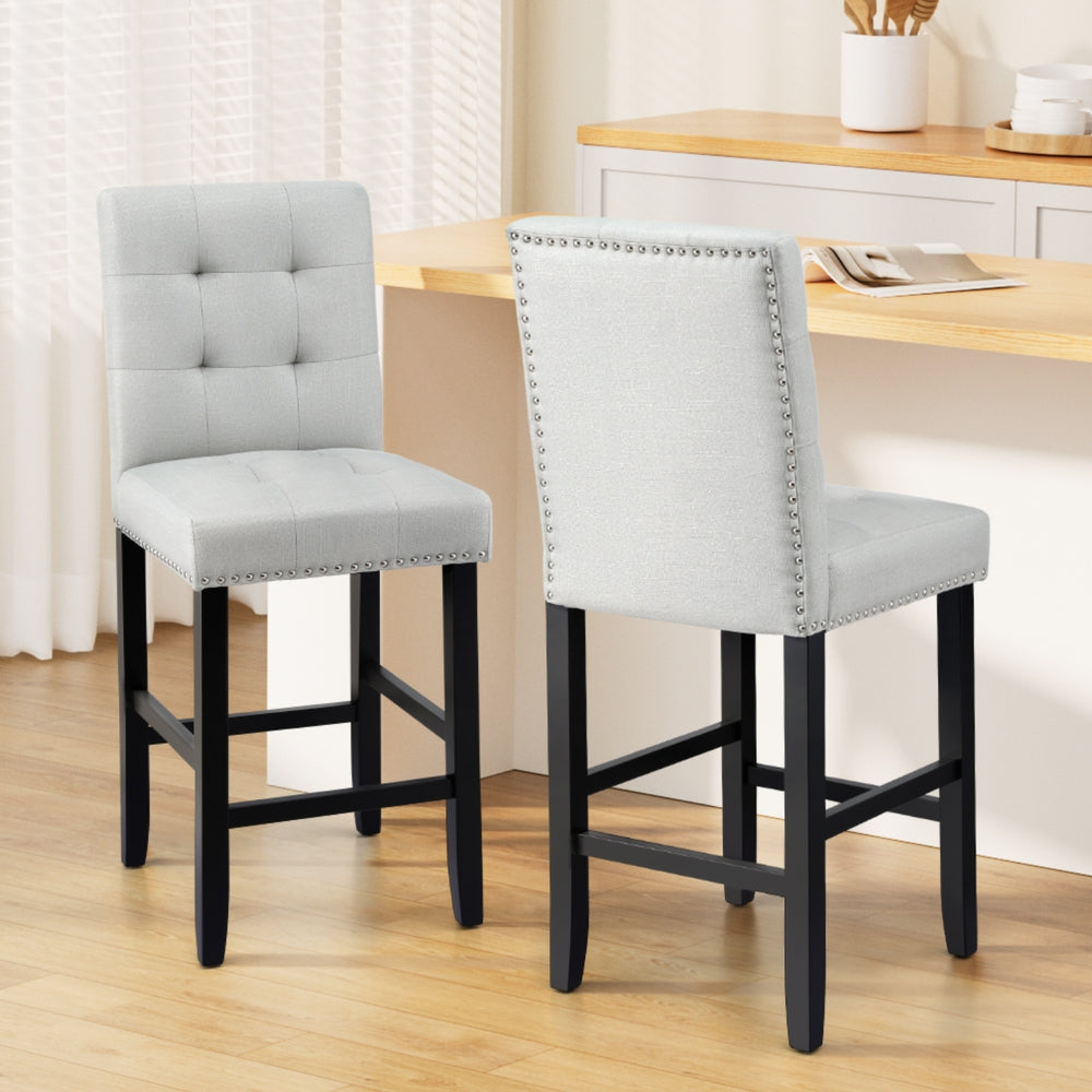 Set of 2 Ada Fabric Bar Stools - Grey