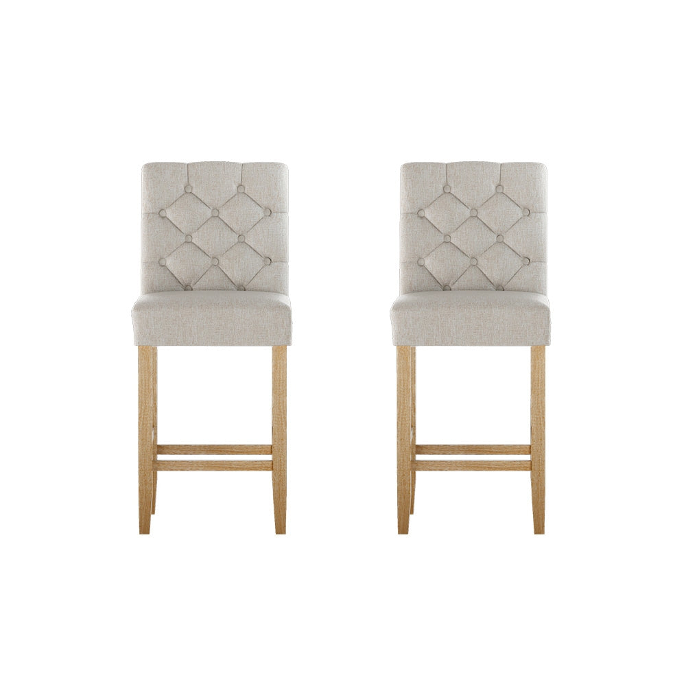 Set of 2 Artem Linen Upholstered Bar Stools Chairs