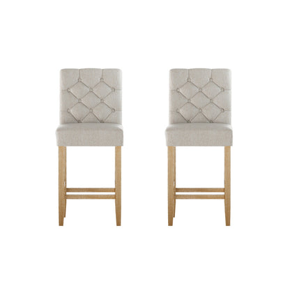 Set of 2 Artem Linen Upholstered Bar Stools Chairs