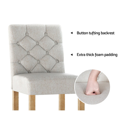 Set of 2 Artem Linen Upholstered Bar Stools Chairs