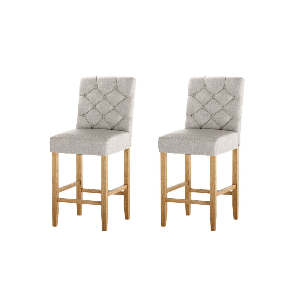 Set of 2 Artem Linen Upholstered Bar Stools Chairs