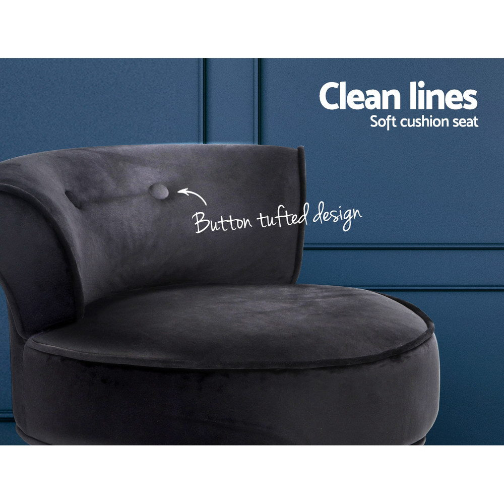 Abella Vanity Stool Velvet - Black