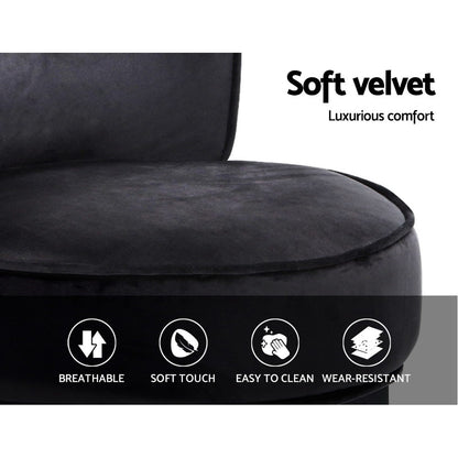 Abella Vanity Stool Velvet - Black