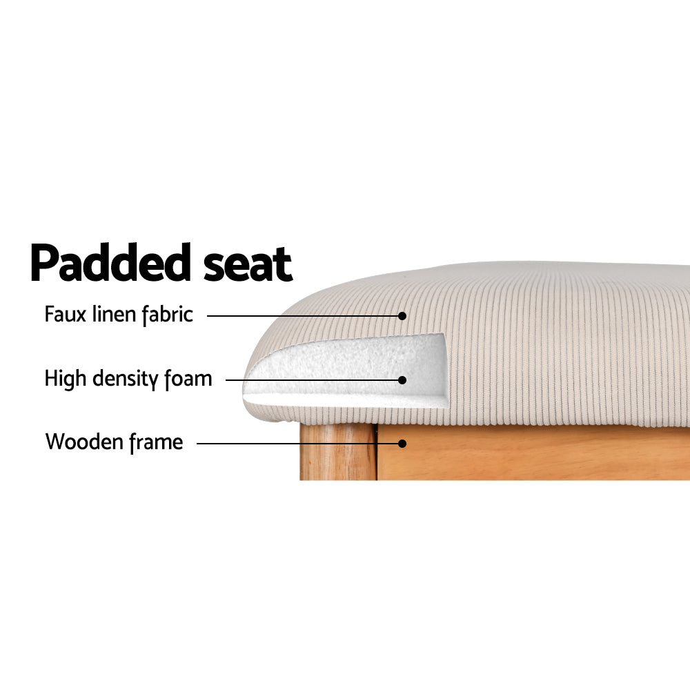 Nina Dining Bench Upholstery Seat Wooden Chair 106cm - Beige Oak