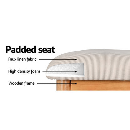 Nina Dining Bench Upholstery Seat Wooden Chair 106cm - Beige Oak