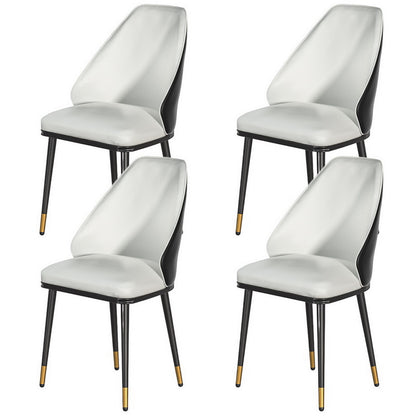 Set of 4 Leather Dining Chairs - Beige and Black