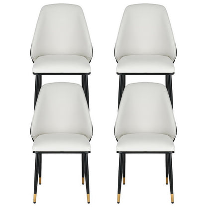 Set of 4 Leather Dining Chairs - Beige and Black
