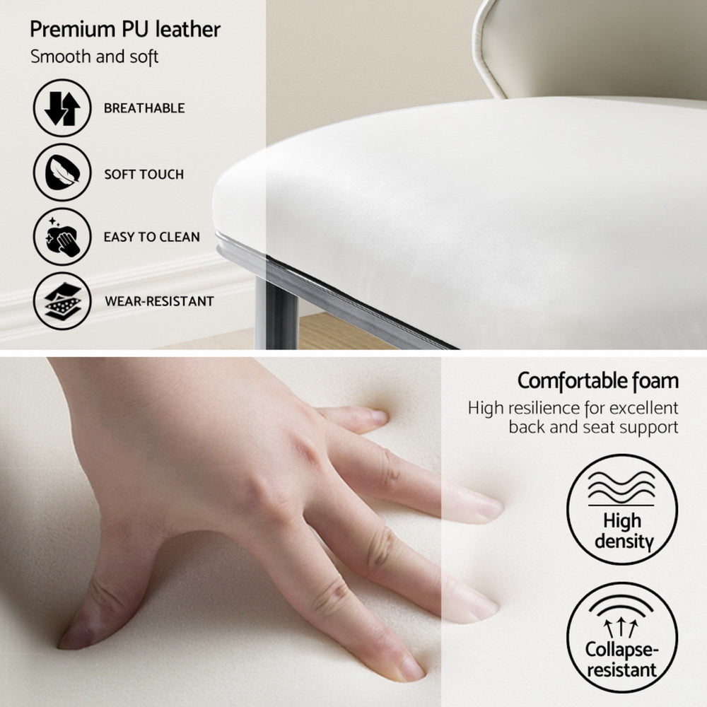 Set of 4 Leather Dining Chairs - Beige and Black