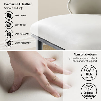 Set of 4 Leather Dining Chairs - Beige and Black