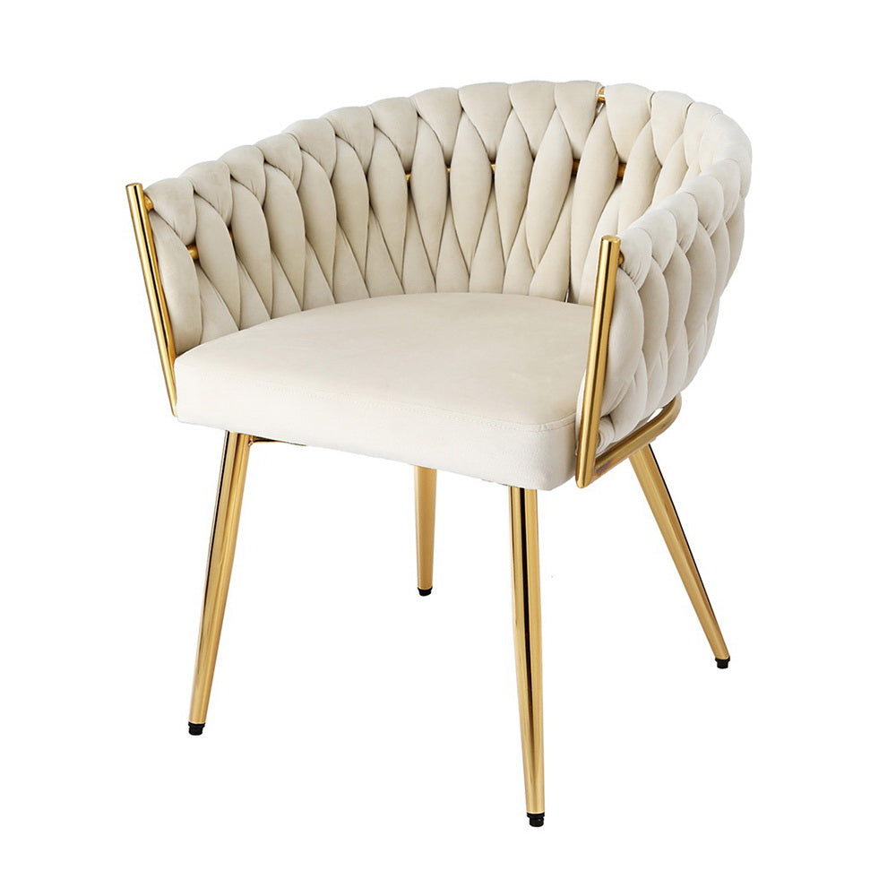 Velvet Dining Chair Armchair - Beige