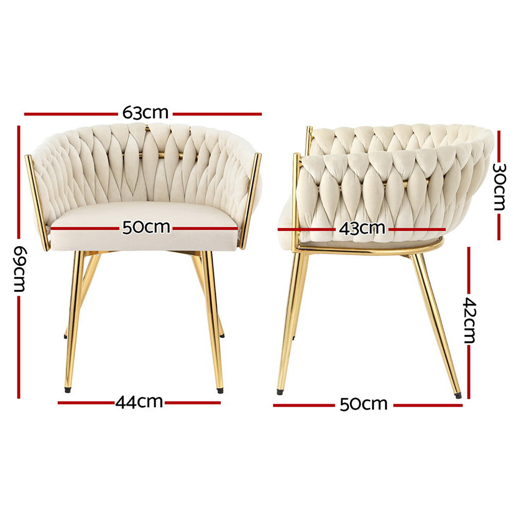 Velvet Dining Chair Armchair - Beige