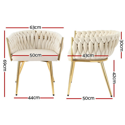 Velvet Dining Chair Armchair - Beige