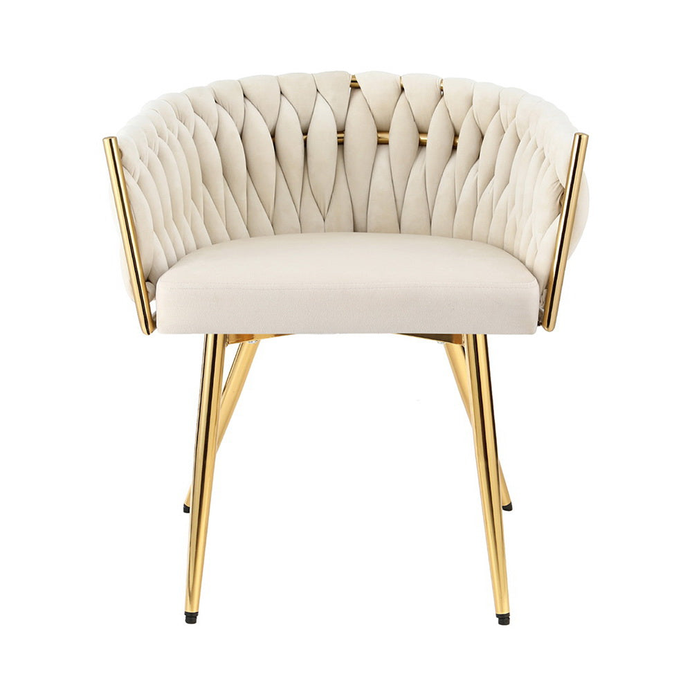 Velvet Dining Chair Armchair - Beige