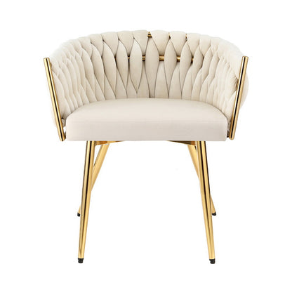 Velvet Dining Chair Armchair - Beige