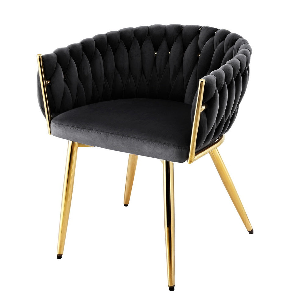 Velvet Weaving Dining Chair Armchair - Black