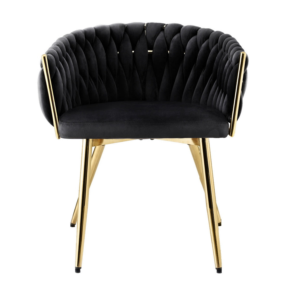 Velvet Weaving Dining Chair Armchair - Black