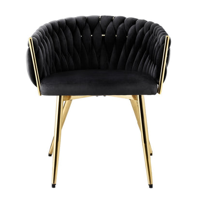 Velvet Weaving Dining Chair Armchair - Black