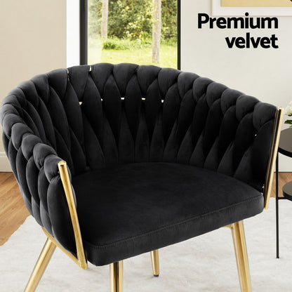 Velvet Weaving Dining Chair Armchair - Black