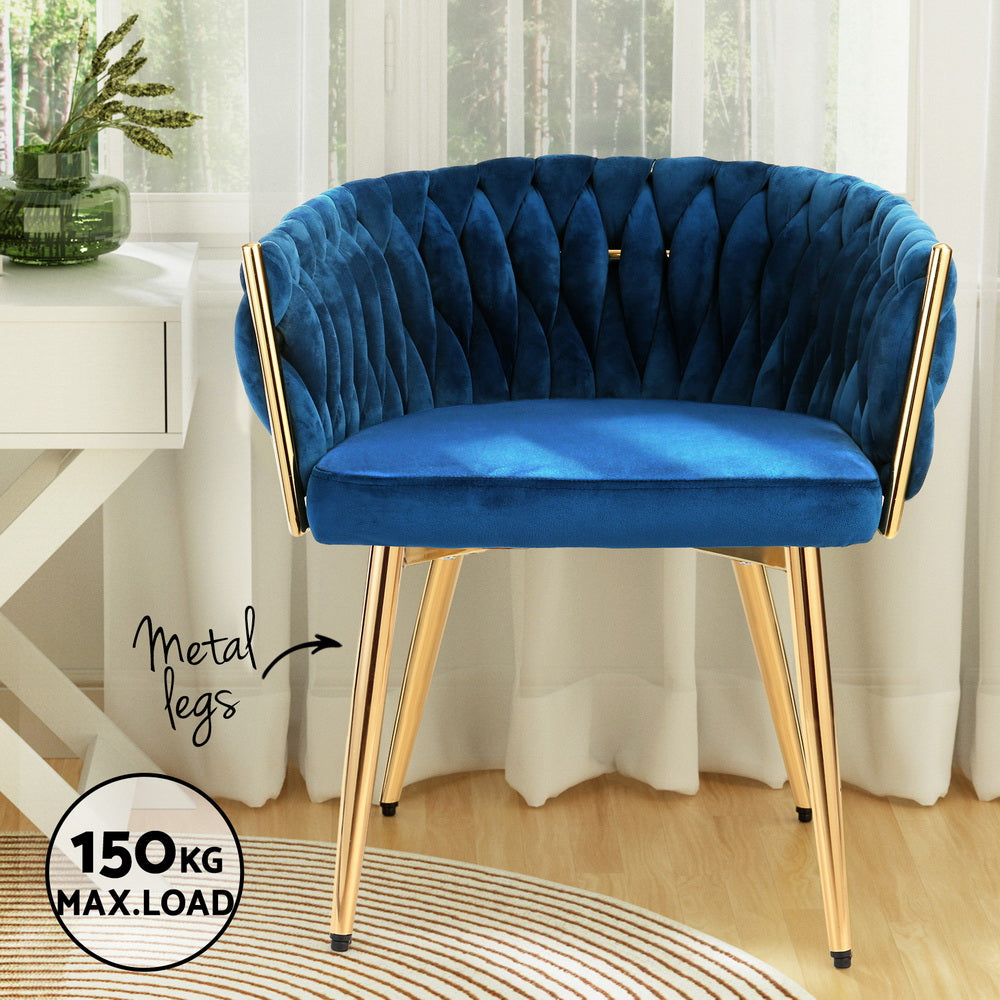 Velvet Weaving Dining Chair - Blue