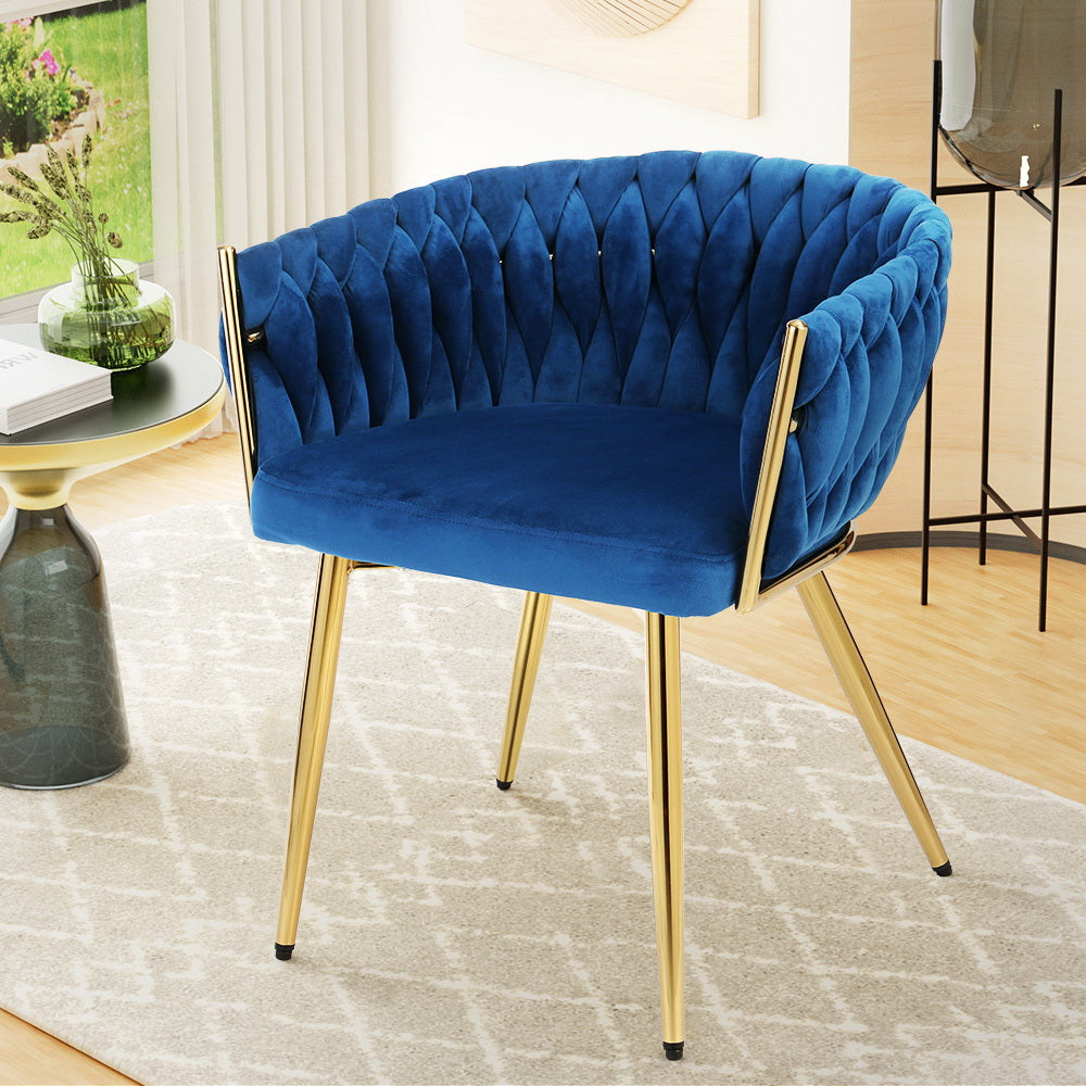 Velvet Weaving Dining Chair - Blue